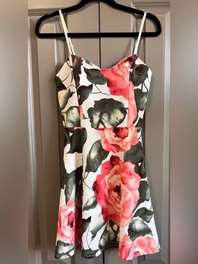 Floral Fit & Flare Mini Dress | Chocolate | Size 4